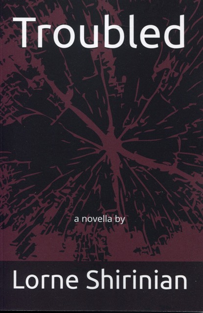 Under the title, Troubled, there is an abstract image conveying stress and trouble under which is the genre, a novella, and the author's name.