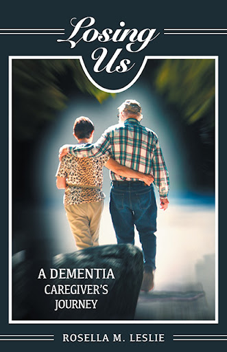 The image is of the author and her husband walking away from the camera into an unknown of light and darkness, symbolizing the path of dementia.