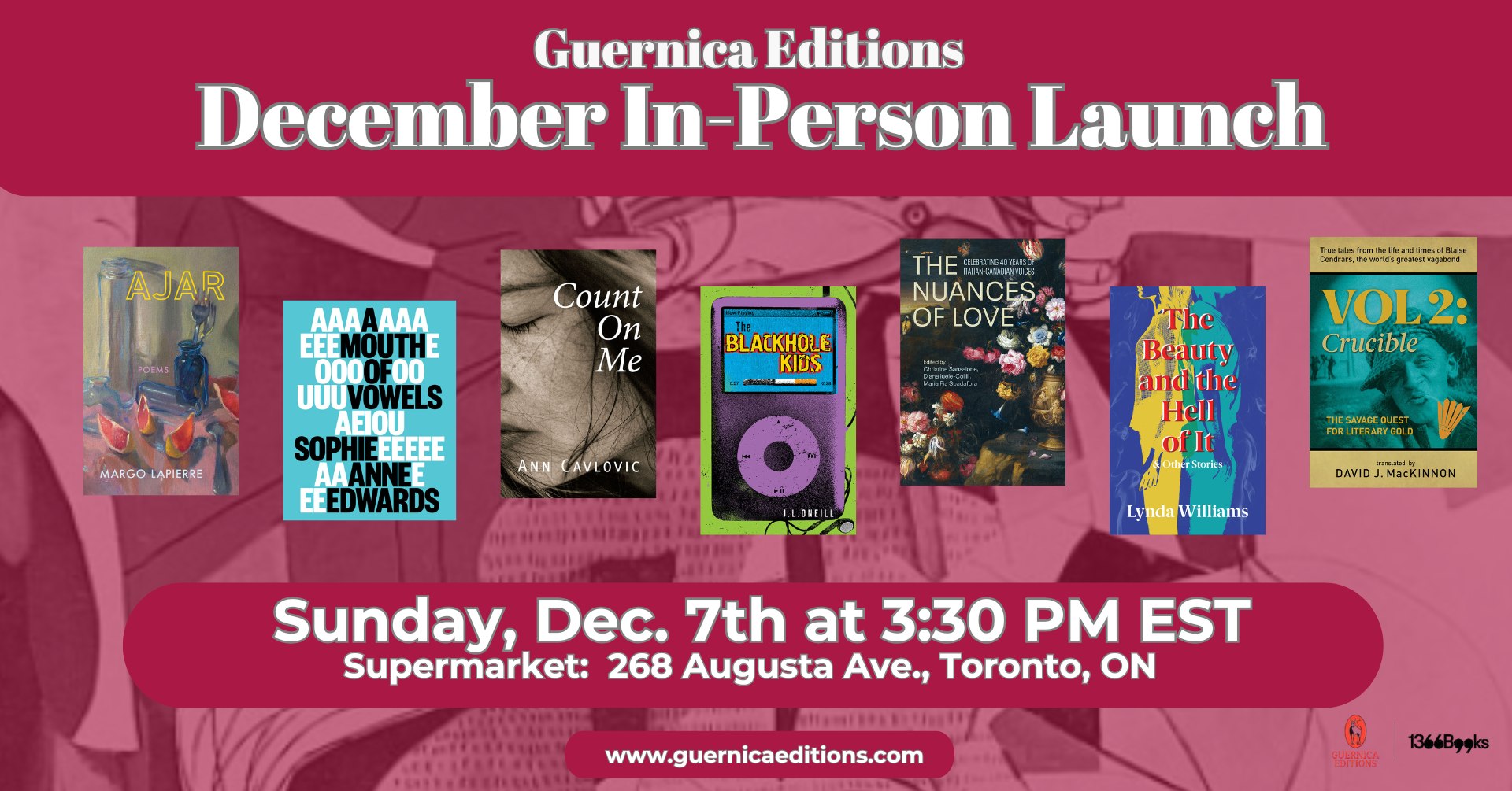 poster advertising the launch, with the same info pasted below